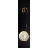 SOVEREIGN, A HALLMARKED 9CT GOLD CASED GENTLEMEN'S WRISTWATCH Having a white face, Roman numerals,