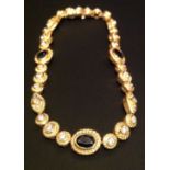 AN 18CT GOLD, SAPPHIRE AND DIAMOND BRACELET Each gemstone collet set with a ropetwist surround, with