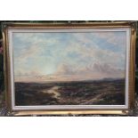 JOHN BURGUSS JNR, BRITISH, 1814 - 1874, OIL ON CANVAS An extensive highland landscape. (w 92cm x
