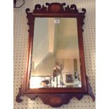 AN EDWARDIAN MAHOGANY AND SHELL INLAID MIRROR. (66cm x 40cm x 87cm)