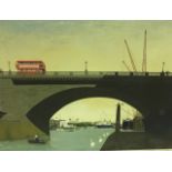 DAVID THOMAS, R.O.I., BRITISH, OIL ON BOARD View of London Bridge, framed. (100cm x 76cm) Condition:
