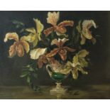 M. RUSSEL, OIL ON CANVAS Still life, flowers, framed.