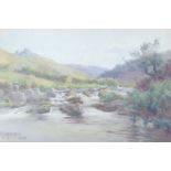 H.Z. HERRMANN, A LATE 19TH CENTURY WATERCOLOUR  Titled 'Watersmeet', landscape, river scene with