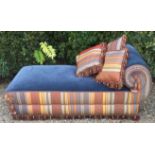 A GOOD EMPIRE STYLE UPHOLSTERED DAYBED Complete with loose cushions. (h 70cm x w 154cm x d 70cm)