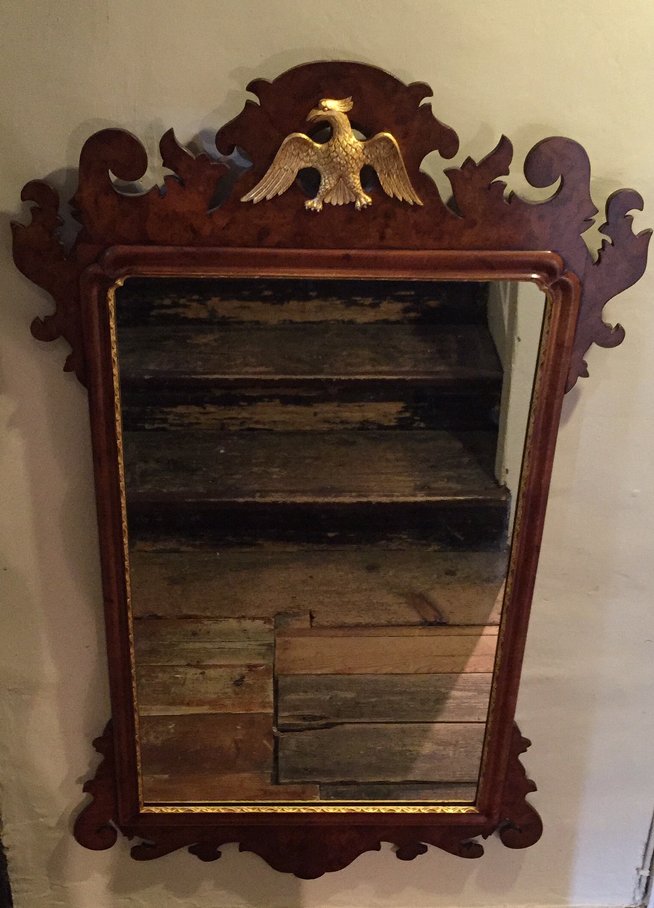 A PAIR OF 18TH CENTURY DESIGN BURR WALNUT AND PARCEL GILT PIER MIRRORS The fretwork frames figured - Image 2 of 2