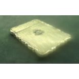 A MID 19TH CENTURY HALLMARKED SILVER CALLING CARD CASE Having a scrolled edge, with a hinged lid and