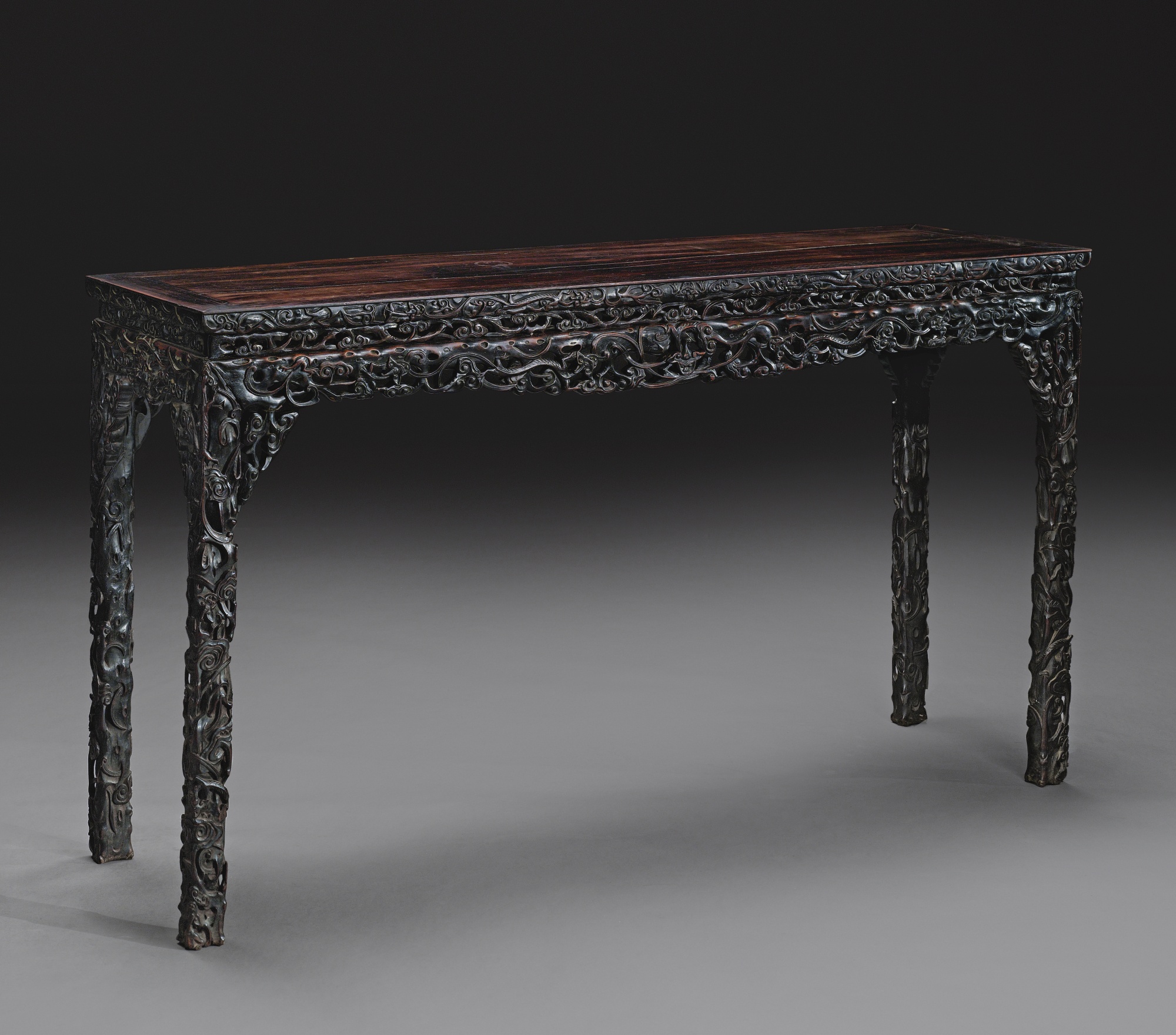 A 19th CENTURY CHINESE ZITAN TABLE  A single floating panel within standard mortise and tenon - Image 3 of 4