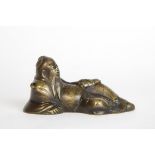 A 17th CENTURY BRONZE FIGURE OF 'LITAIBAI' Formed as a model of 'taibaizuijiu', lying back with