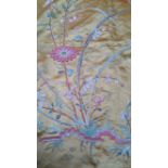 A 19th CENTURY CHINESE SILK EMBROIDERED FLORAL TABLE COVER Finely and intricately embroidered with