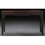 A 19th CENTURY CHINESE ZITAN TABLE  A single floating panel within standard mortise and tenon
