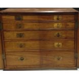 A 19TH CENTURY MAHOGANY SPECIMEN CABINET  Having a graduated set of five drawers with brass handles,