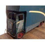 MECCANO, AN EARLY 20TH CENTURY HORSE BOX/VAN Having a blue and white livery moveable steering,