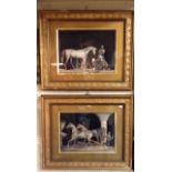 A PAIR OF 19TH CENTURY ITALIAN DIORAMAS Stable scenes, with horses and groom, framed and glazed.