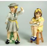 2 Royal Worcester Katie’s Day Figures – Teatime and School Time.