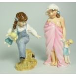 2 Royal Worcester Katie’s Day Figures – Bath Time and Play Time.