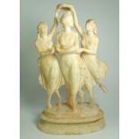 Alabaster Figure Group of the Three Graces on Plinth Overall height- 18½”.