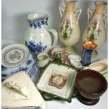 Miscellaneous Pottery Items incl Cheese Dish, Vases, Jubilee Ware, Treen Dish etc.