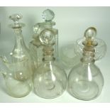 2 Georgian Decanters with Target Stoppers, 2 Whisky Decanters plus other assorted Crystal and