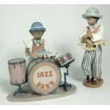 Lladro Jazz Band Drummer (extreme tip of one drumstick broken) And Trumpet Player (repair to head).