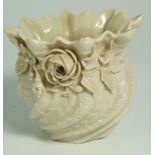 Second Period Irish Belleek unfooted Flowered Flower Pot (FP004)- 3¼” – Black Base Mark.