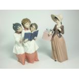 2 Lladro Figures – 3 Choir Boys and Lady in a Bonnet with Square Basket.