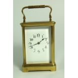 French Brass Carriage Clock, Striking on Gong.