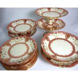 Wedgwood Dessert Service comprising 12 Plates, 4 Comports (3”    high), 2 Comports (5” high).