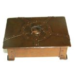 Arts and Crafts Copper Jewellery Box with Ruskin Medallion    (6” x 4¼” x 2”).