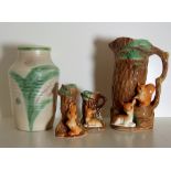 Hornsea Pottery Graduated Trio of Vases decorated with wildlife   and Susie Cooper 8” Vase.