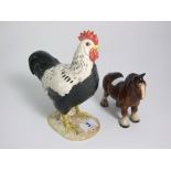 Beswick Sussex Cockerel (1899), base damage plus small Shire Horse.