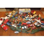 Large quantity of Dinky, Triang and other Toy Vehicles etc plus   quantity of Plastic Toy Figures.