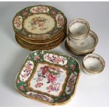 Minton Part Dessert Service (12 pieces) plus Late 18th Century set of   6 Tea Bowls and Saucers.