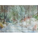 G.F MURRAY – Cottage in Woodland. Watercolour. Signed. (11” x 14½”). £30/40