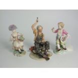 Pair of Continental Porcelain Figures plus Capo de Monte Cobbler. £30/40