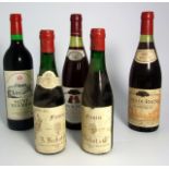 2 Half Bottles of Fleurie (one 1966) and 3 other Bottles Red Wine. £30/40