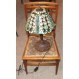 Oak Bedroom Chair and Tiffany Style Table Lamp. £30/40