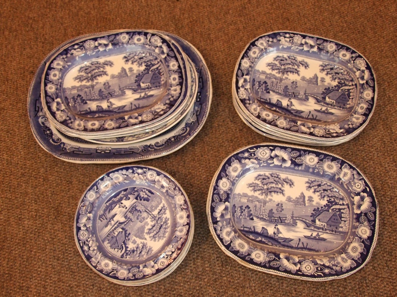 18 assorted Blue and White Ashets and Plates. £40/60