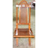 Victorian Beech Stained Walnut Folding Bergere Chair. £30/40