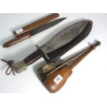 Burmese Leather Sheathed Dagger, Burmese Wooden Sheathed Dagger and Burmese Opium Scales in Carved