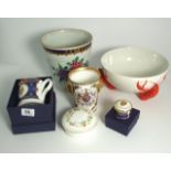 Royal Worcester Commemorative Tankard and Pill Box, Commemorative Vase, Carltonware Lobster Dish,