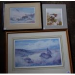 ARCHIBALD THORBURN – Framed Signed Print of Grouse in Snow, Print of Bullfinches and Framed Limited