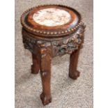 Late 19th Century Chinese Carved Rosewood with Marble Insert Plant Stand. £40/60