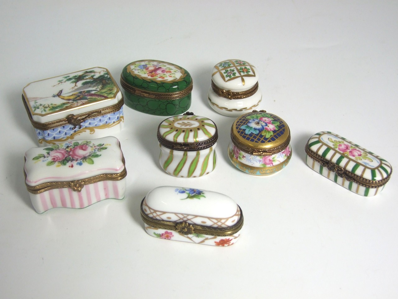 8 assorted Limoges Porcelain Pill Boxes. £60/80