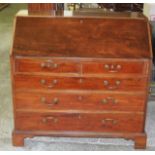 Georgian Mahogany Fall-front Bureau on Bracket with Brass Pulls. £200/400