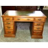 Late 19th Century Kneehole Desk with Green Leather Insert. £150/250