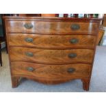 Georgian Mahogany Serpentine Front 4 Drawer Chest, inlaid with Boxwood and original Brass Pulls. £