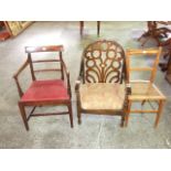 Early 19th Century Mahogany Carver Chair, Victorian Bedroom Chair and Bentwood Occasional Chair. £