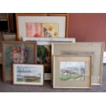 8 assorted Watercolours, Oil, Prints etc incl. 2 Watercolours by ROBERT RULE. £60/80