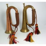 2 Military Bugles (one Brass, other Copper and Brass). £40/60