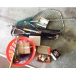 Assorted Fishing Gear incl. Rod, Landing Nets, Flies, Wading Stick etc. Also Shooting Stick. £30/40